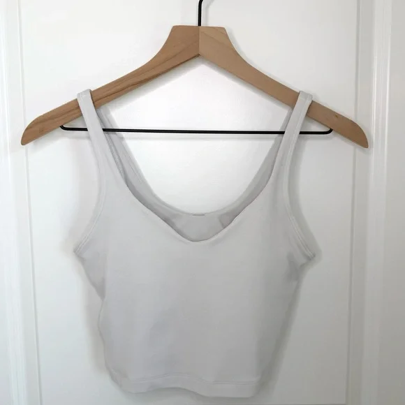 Lululemon Align Tank Bra White Longline Scoop Neck Size 6 Built-In Bra - Picture 2 of 8